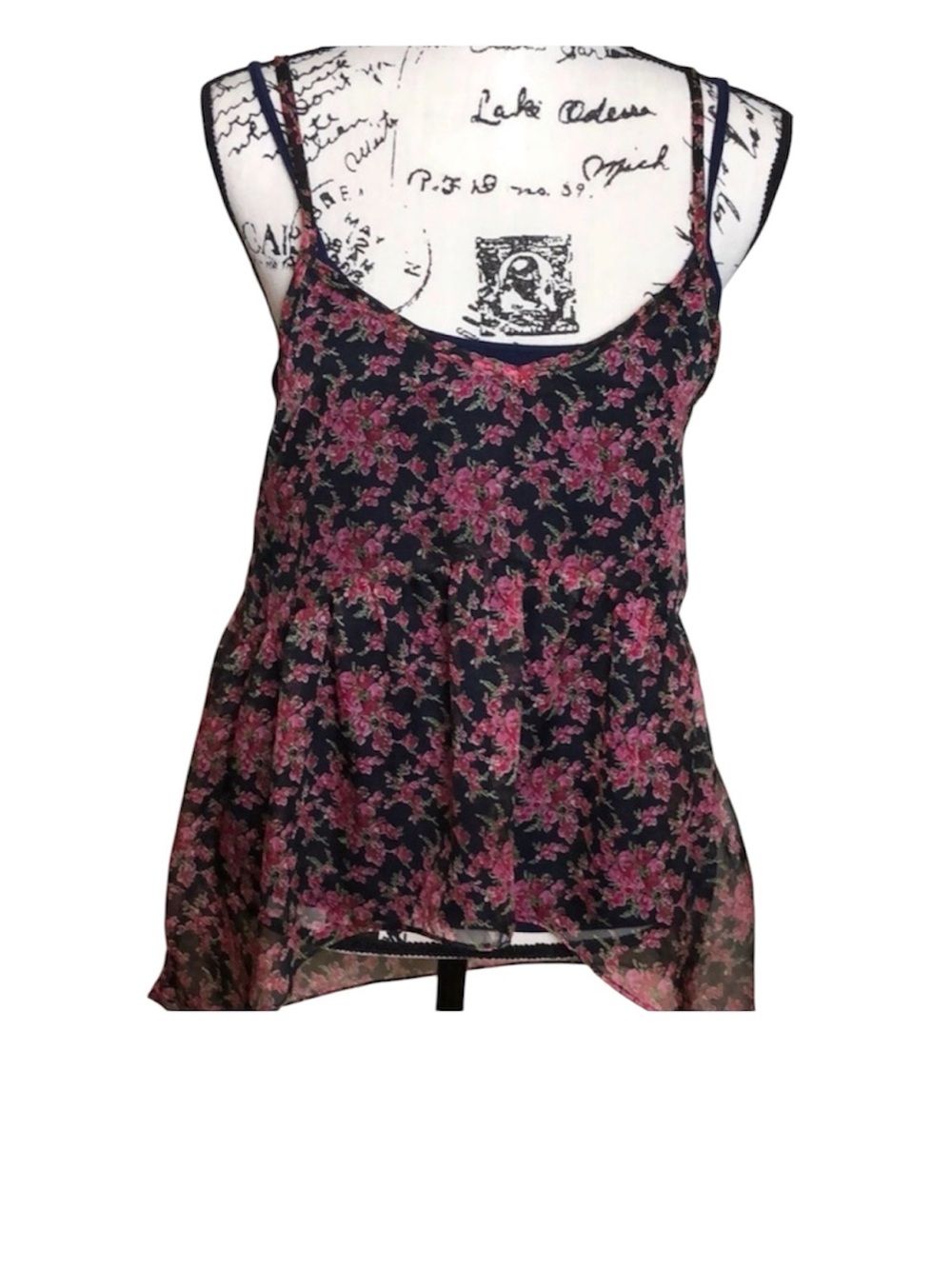 Pins and Needles | Sheer High Low Floral Lightweight Top Size S